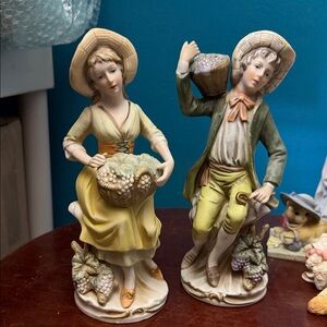 Charming Vintage Figurines with Baskets